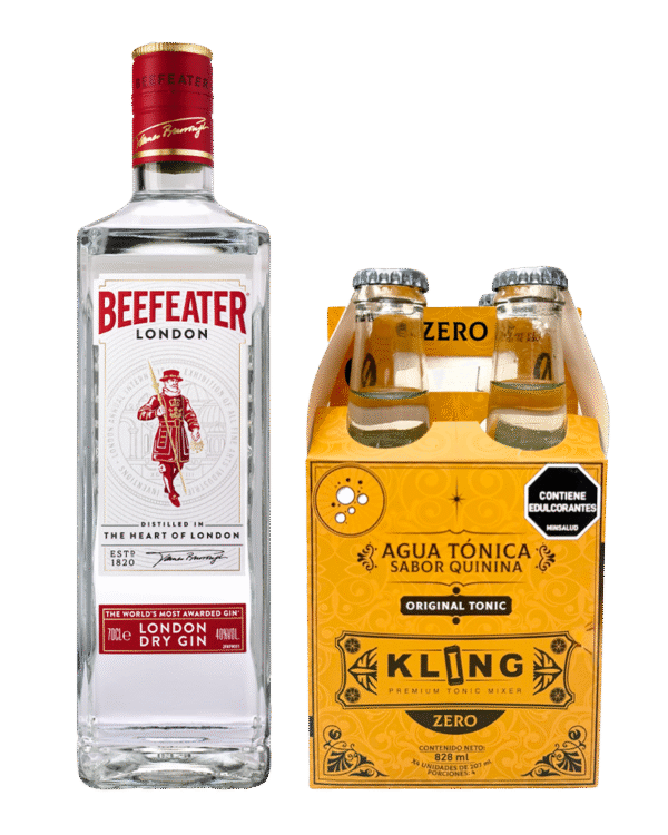Kit Ginebra Beefeater Dry 700ml + Tonic Water Kling Original Tonic 4 Und X 207ml