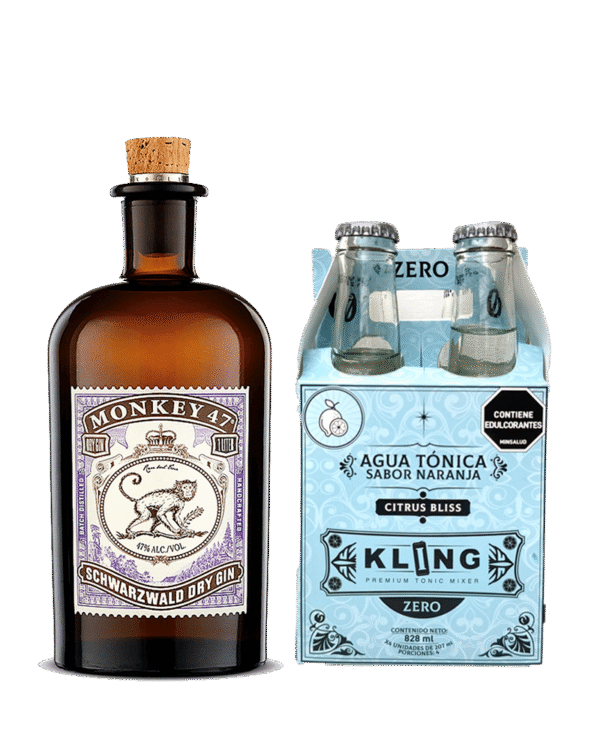 Kit Ginebra Monkey 47 500ml +Tonic Water Kling Citrus Bliss 4 Und X 207ml