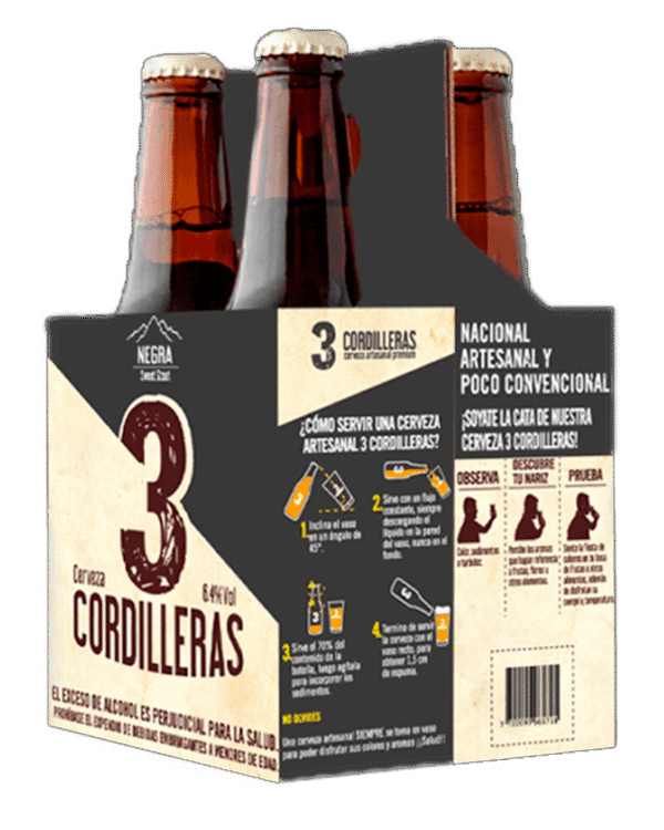 Cervezas 3 Cordilleras Negra 4 Und 330ml