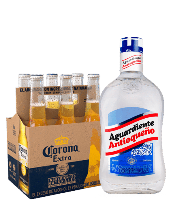 Kit Aguardiente Antioqueño Azul 750ml + Cerveza Corona 6 Unid 355ml