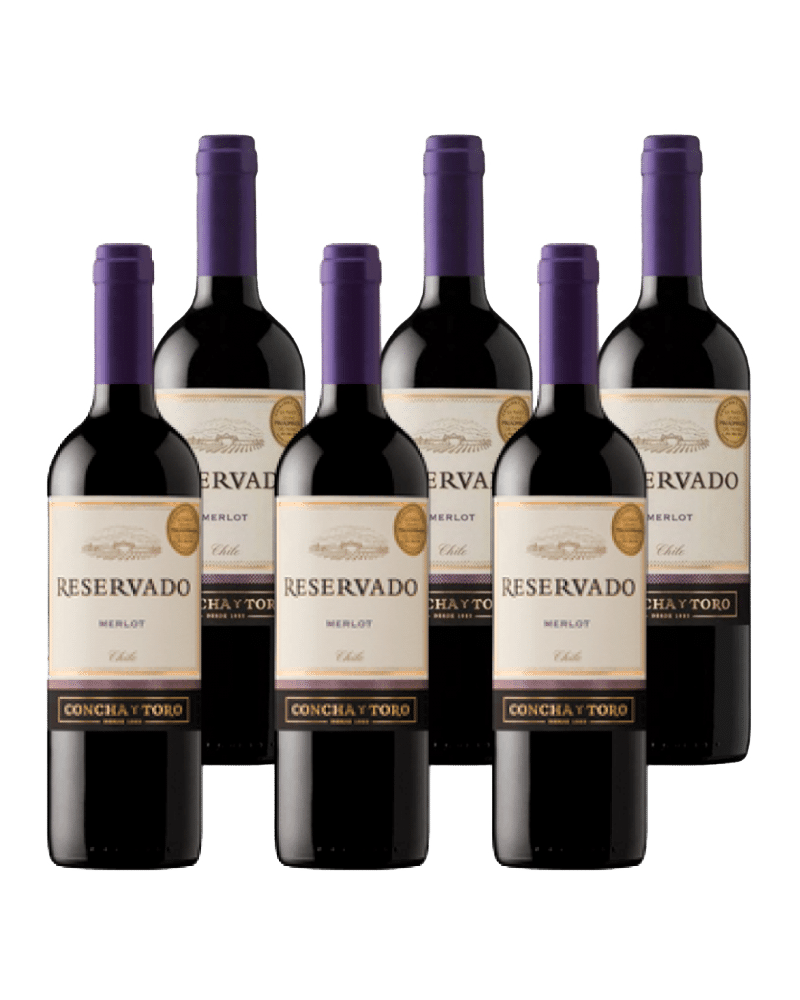 Vino tinto chileno Concha Y Toro Reservado Merlot 6 Und X 750ml
