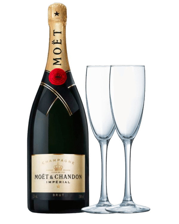 Champagne Moet & Chandon Brut Imperial 750ml + 2 Vina Copas Champagne 6 Oz