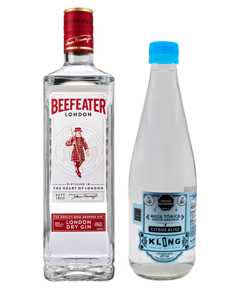 Combo Ginebra Beefeater Dry 700ml y Tonic Water Kling Citrus Premium 477ml