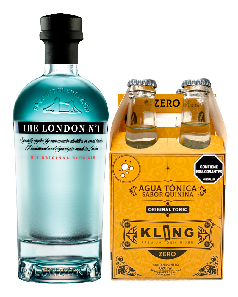Combo Ginebra The London No.1 700ml y Tonic Water Kling Original Tonic 4 Und X 207ml