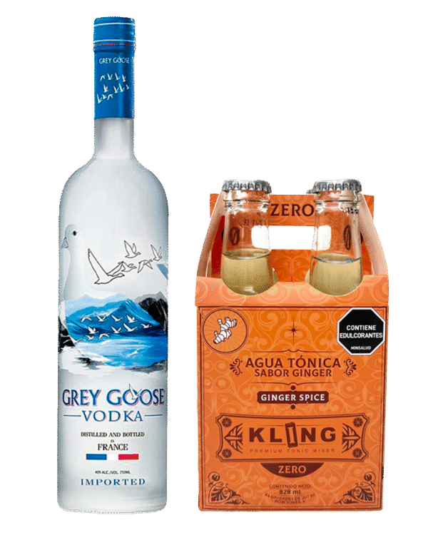 Combo Vodka Grey Goose 700ml y Kling Ginger Spice 4 Und X 207ml
