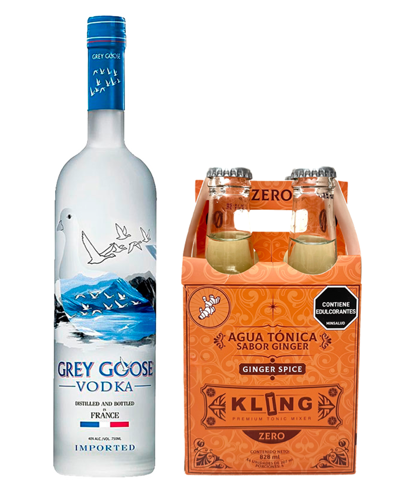 Combo Vodka Grey Goose 700ml y Kling Ginger Spice 4 Und X 207ml