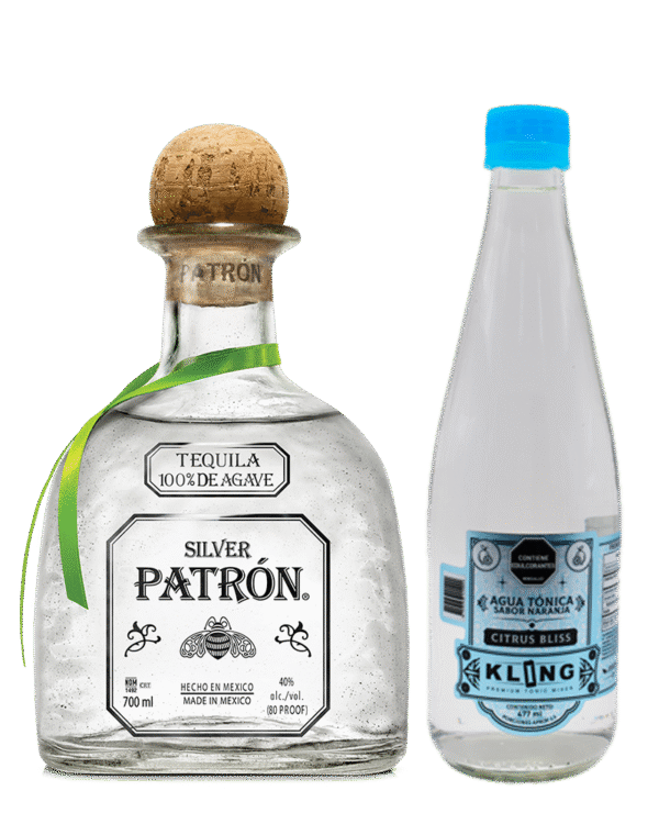 Combo Tequila Patron Silver 700ml y Tonic Water Kling Citrus Premium 477ml