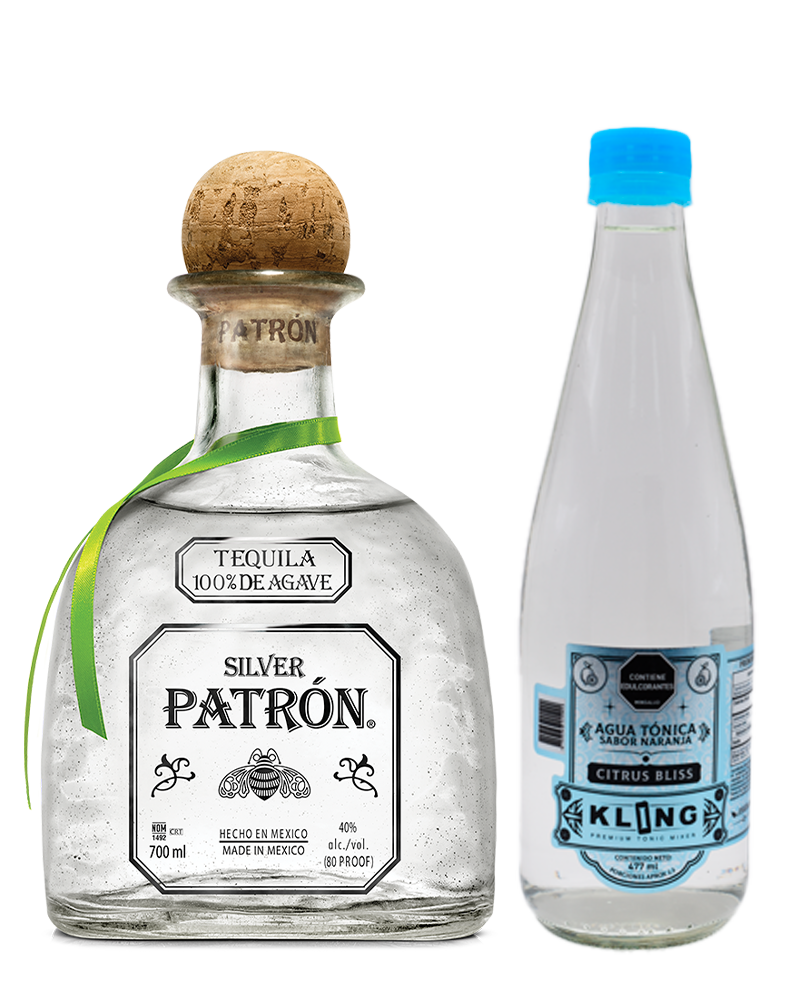 Combo Tequila Patron Silver 700ml y Tonic Water Kling Citrus Premium 477ml