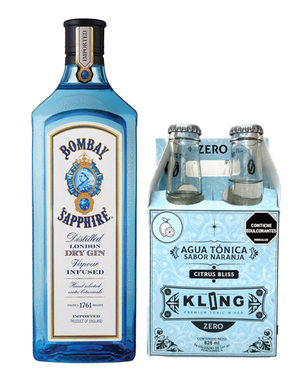 Combo Ginebra Bombay Sapphire 700ml + Tonic Water Kling Citrus Bliss 4 Und X 207ml