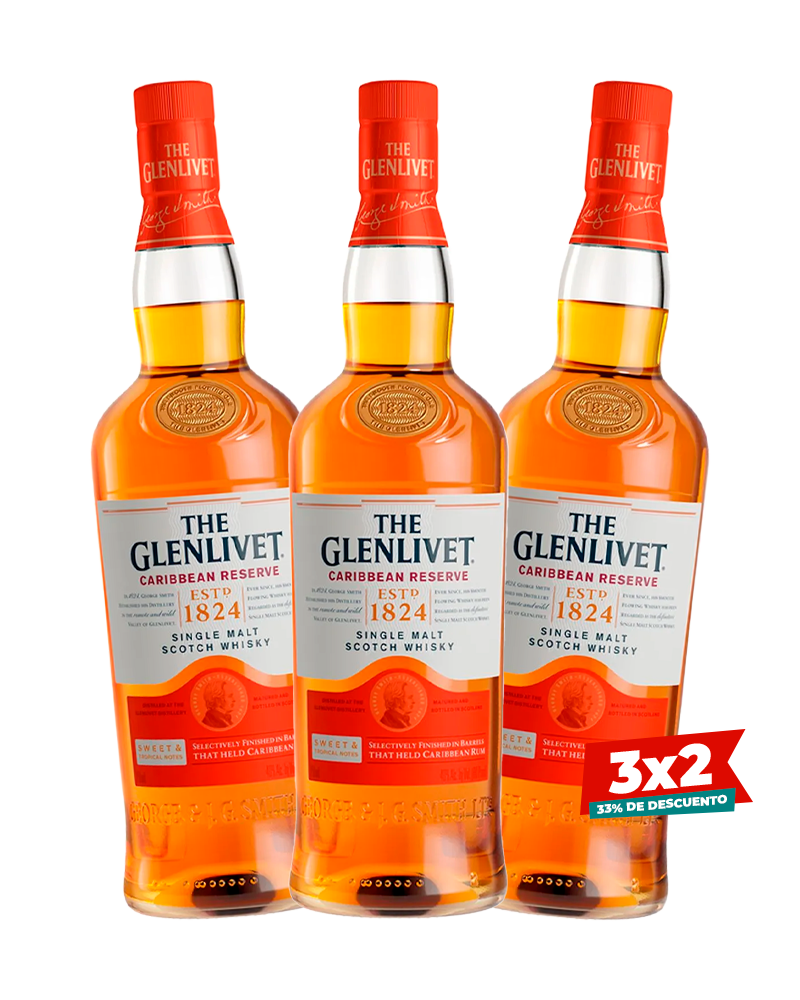 Combo Whisky The Glenlivet Caribbean 700 ml Pague 2 Lleve 3
