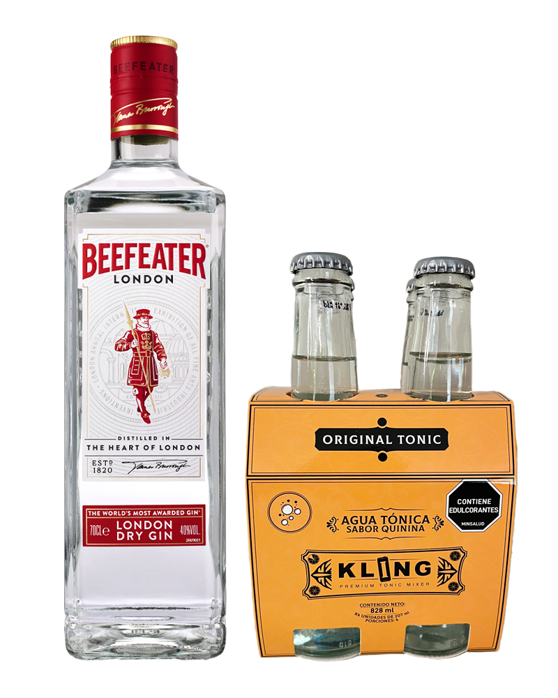 Kit Ginebra Beefeater Dry 700ml + Tonic Water Kling Original Tonic 4 Und X 207ml