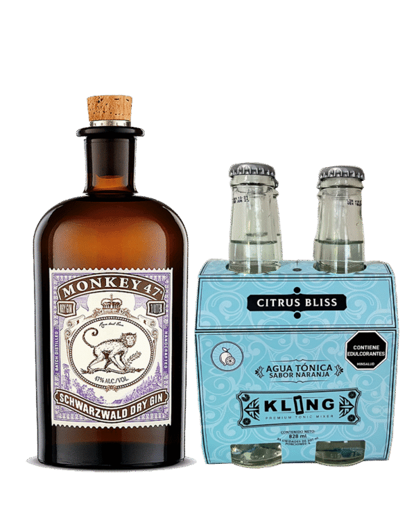 Kit Ginebra Monkey 47 500ml +Tonic Water Kling Citrus Bliss 4 Und X 207ml