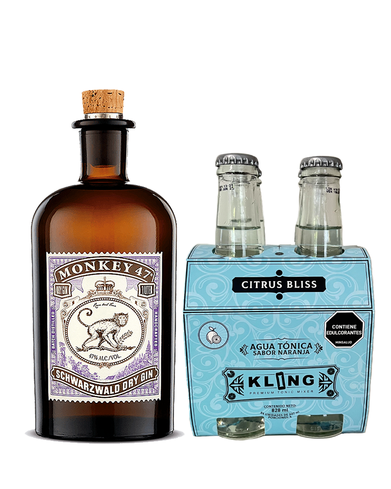 Kit Ginebra Monkey 47 500ml +Tonic Water Kling Citrus Bliss 4 Und X 207ml