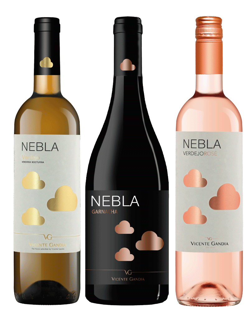 Combo 1 Vino tinto español Nebla Garnacha 750ml + 1 Vino blanco español Nebla Verdejo 750ml + 1 Vino rosado español Nebla Verdejo 750ml