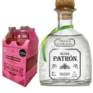 Combo Tequila Patron Silver 700ml y Kling Skinny Toronja Soda 4 Und X 207ml