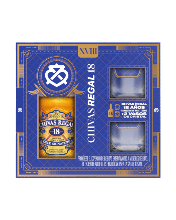 Whisky Vap Chivas Regal 18 Años 700ml + 2 Vasos